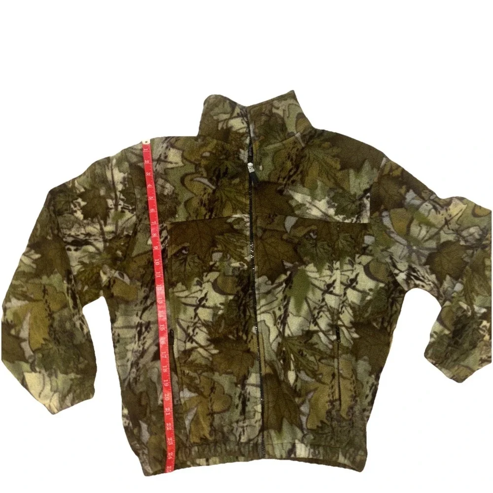 Above Sea Level 10K Mens Camo Leaf Print Fleece Full Zip Jacket Green Brown M